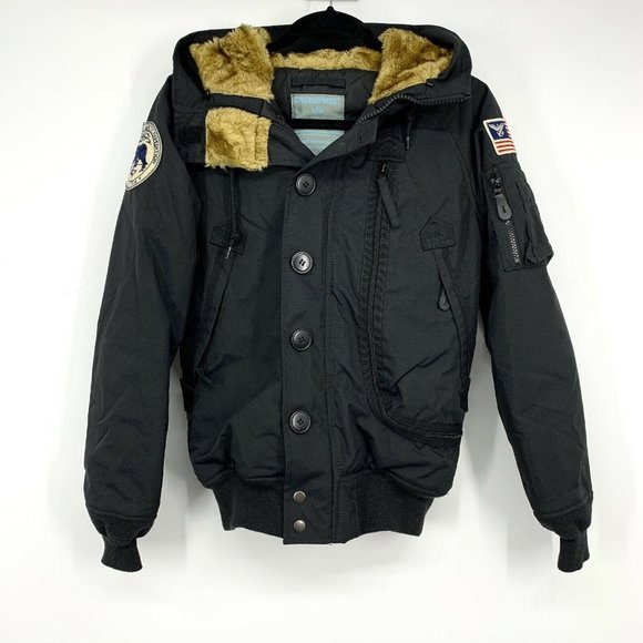 Alpha Industries Other - Alpha Industries N-3b Alpine Parka Mens Black Faux Fur Hooded Button Front